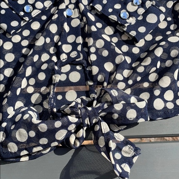 INC women’s navy polka dot button down shirt size small - Picture 4 of 8